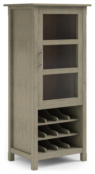 Avalon Solid Wood High Storage Wine Rack Cabinet, Distressed Gray