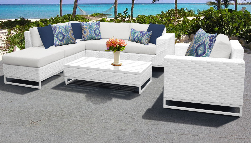 Miami 7 Piece Outdoor Wicker Patio Furniture Set 07f