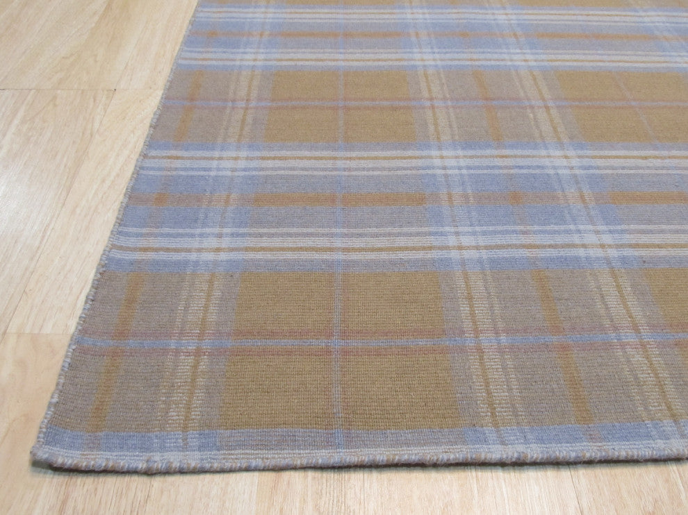 Gold Transitional Geometric Plaid Area Rug