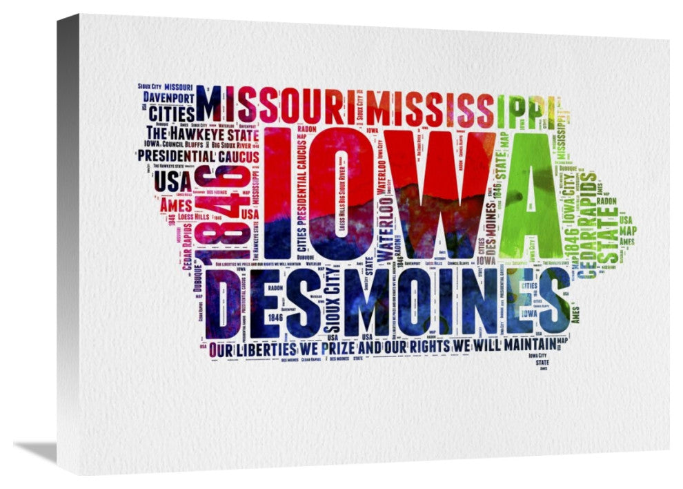 "Iowa Watercolor Word Cloud" Fine Art Print