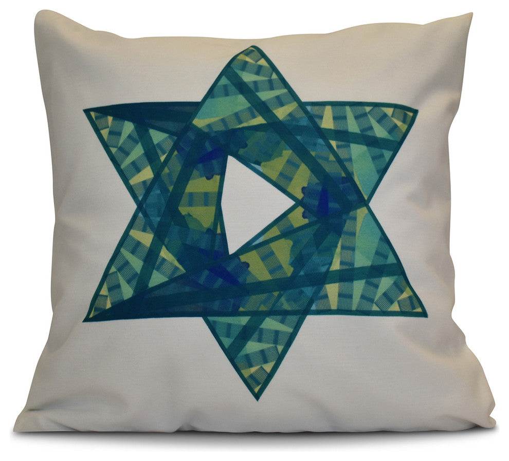 Decorative Holiday Pillow Geometric, Teal, 16"x16"