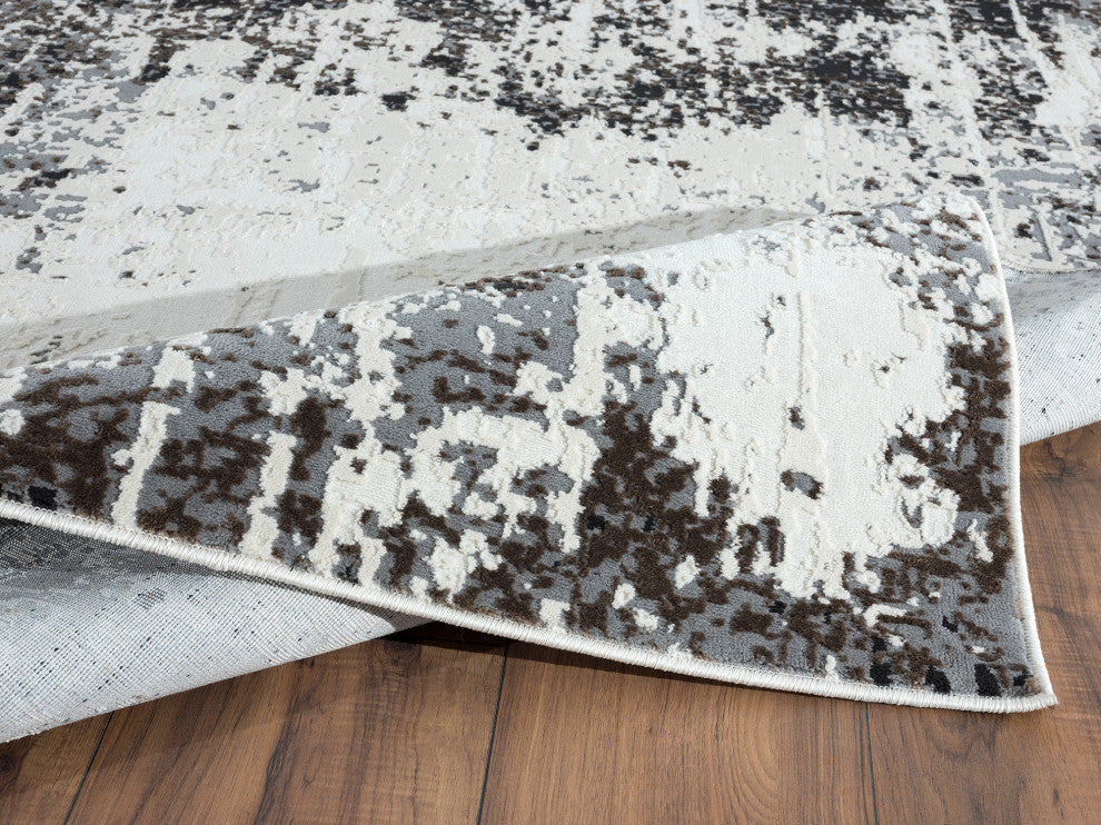 Abani Aspen Collection ASP140A Contemporary Gray Beige Washed Out Area Rug
