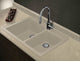 Radius 33" silQ Granite Double Bowl Kitchen Sink with 1 Hole in Cafe Latte
