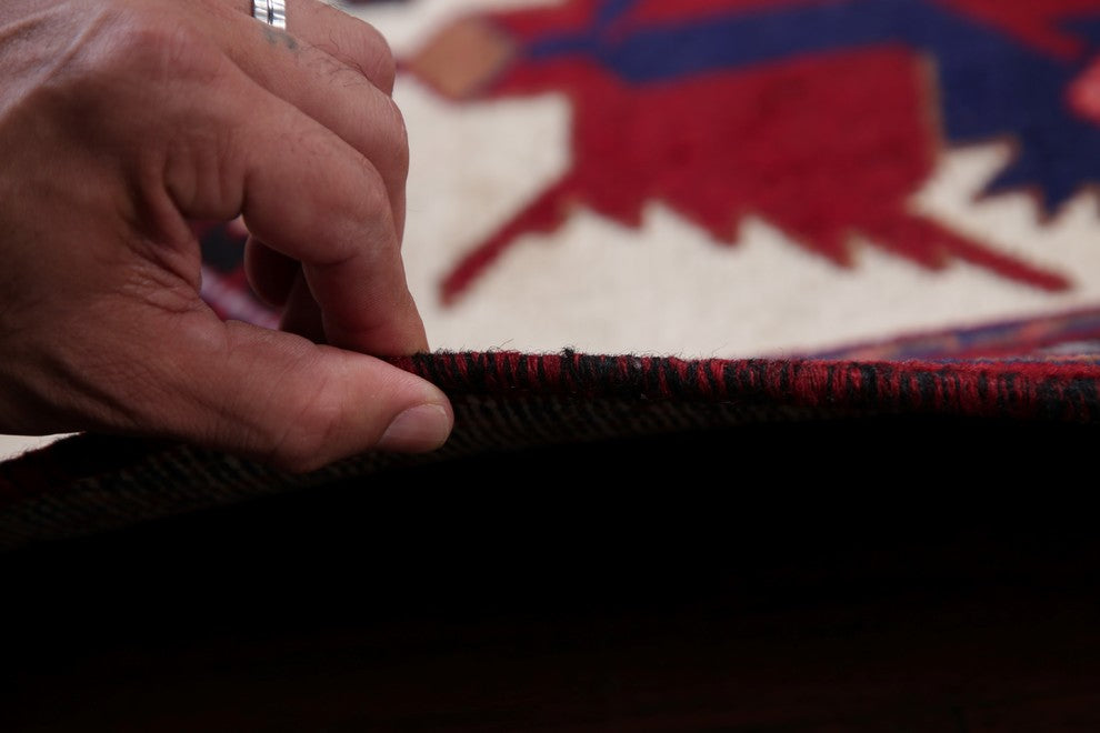 Consigned, Vintage Hand-Knotted Persian Oriental Low Pile Carpet, Beige, 3'x5'