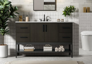 Home Living 54" Single Bathroom Vanity, Mocha Brown