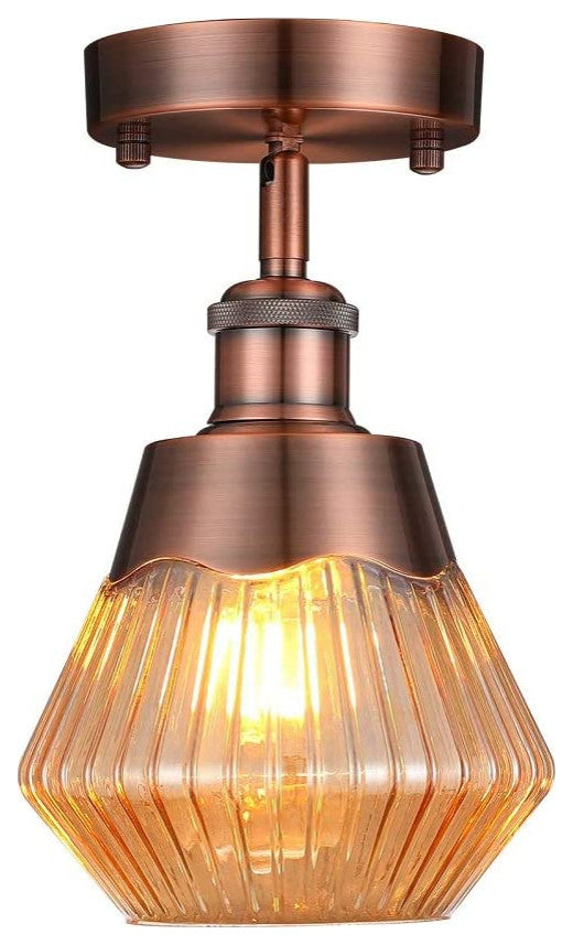 Industrial Semi Flush Mount Ceiling Light Fixture, Antique Ceiling Lamp