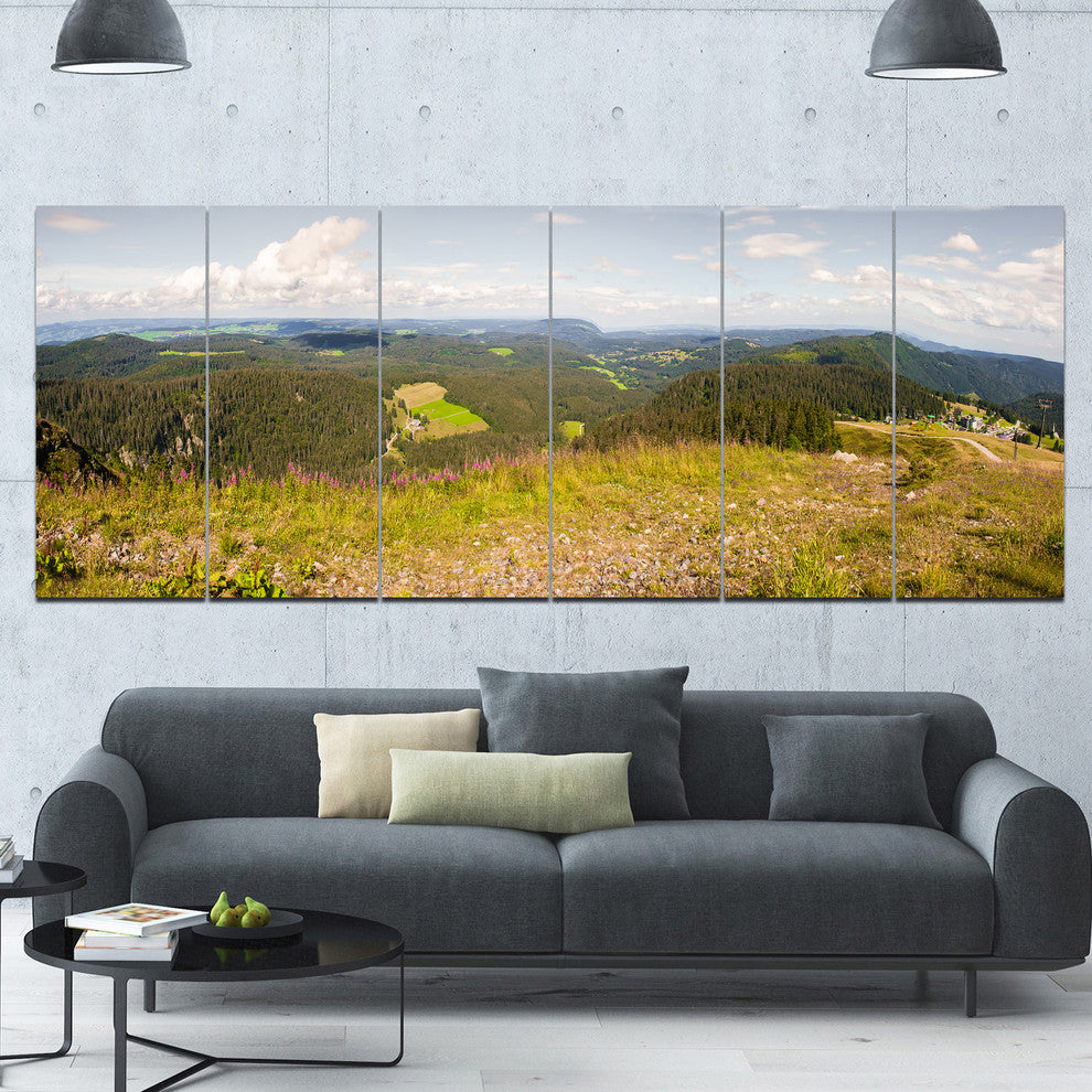 Black Forest Germany Panorama, Landscape Canvas Art Print, 70"x28", 6 Panels