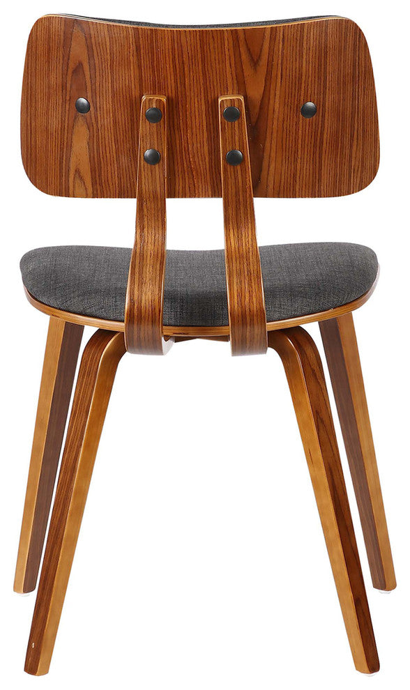 Mick Dining Chair, Walnut Wood and Charcoal Fabric