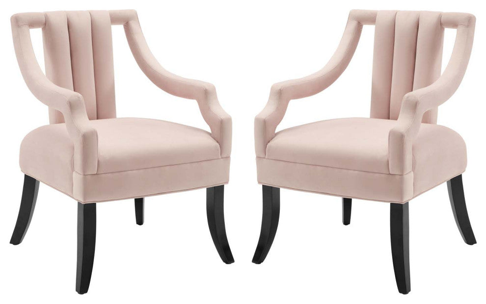 Accent Chair, Set of 2, Velvet, Pink, Modern, Living Lounge Hotel Hospitality