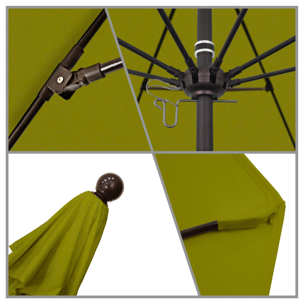 7.5' Bronze Push Lift Fiberglass Rib Aluminum Umbrella, Pacifica, Ginkgo