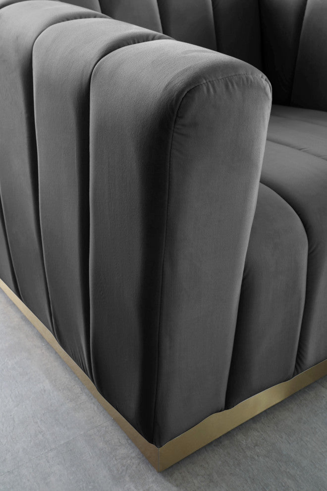 Marlon Velvet Upholstered Chair, Gray