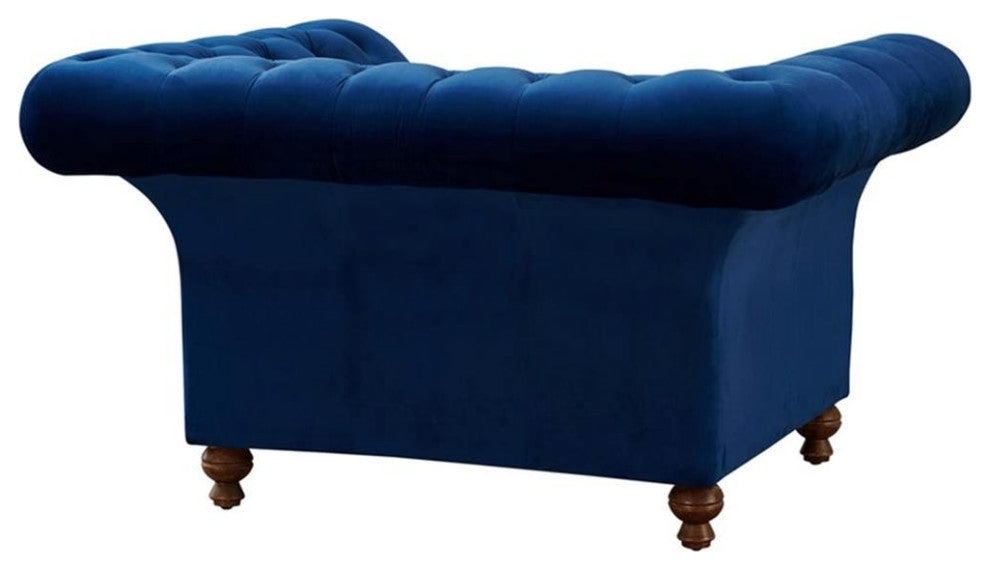 Peyton Sloped Arm Chesterfield Arm Chair Blue Velvet