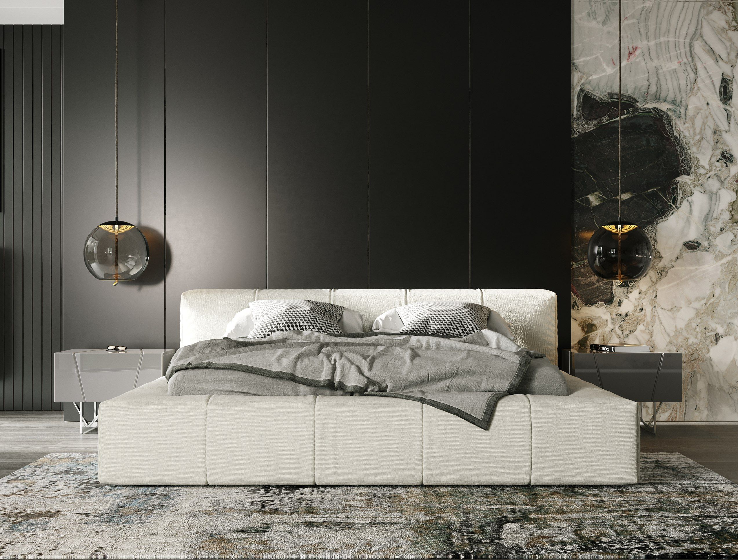 Modrest Lamont Modern Fabric Platform Bed, Queen