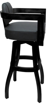 Swivel Wood Bar Stool Kadir Plus on S-Base, Gray Vinyl - Black, 34"