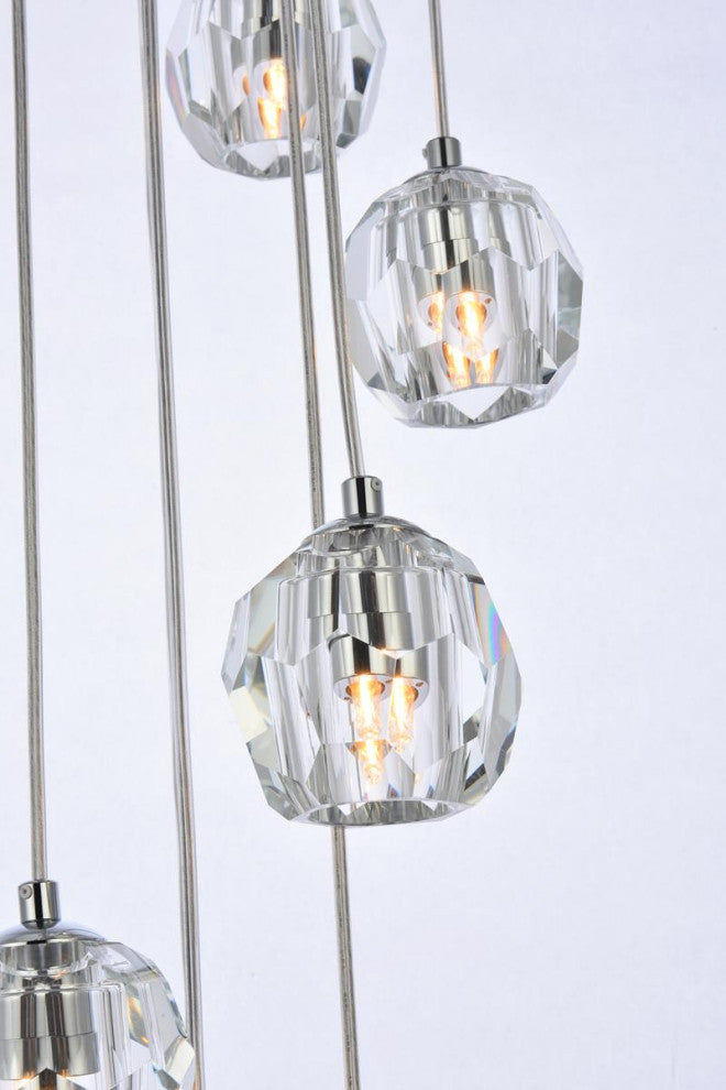 Lux Light 11" 10-Lights Chrome Pendant