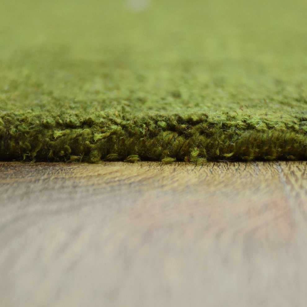 Hand Knotted Loom Silk Mix Area Rug Contemporary Green