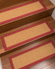 Davlin Custom Sisal Stair Treads 9" x 29", Red, 9" X 29" Set of 13