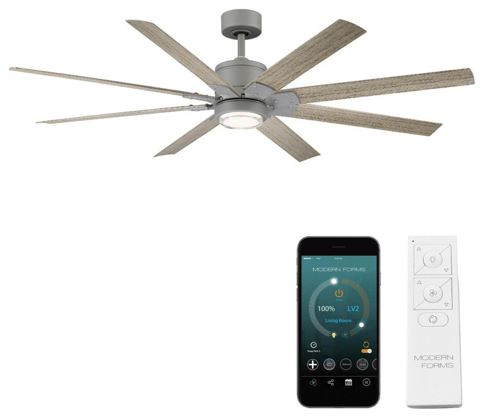 Renegade 1 Light 66 in. Indoor Ceiling Fan, 2700K, Graphite Weathered Wood