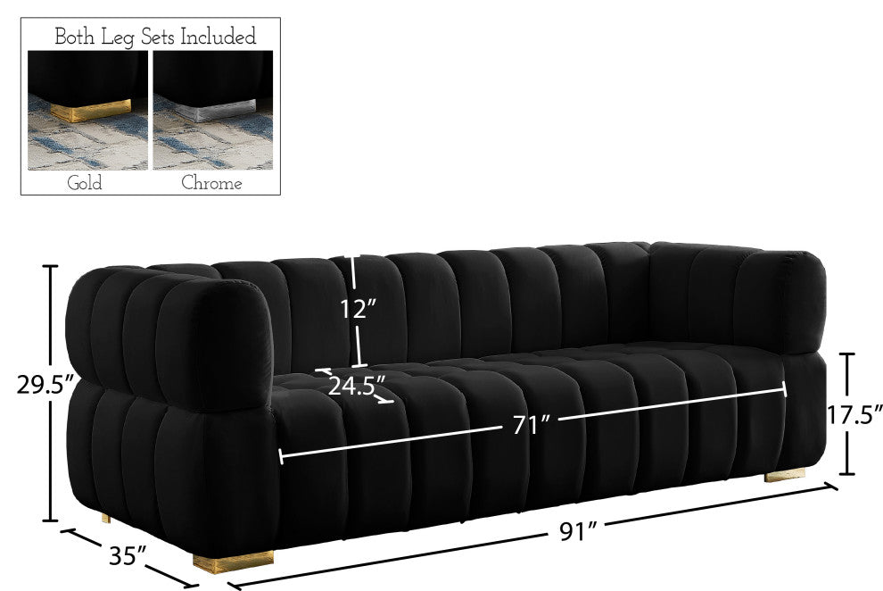 Gwen Velvet Upholstered Chair, Black, Sofa