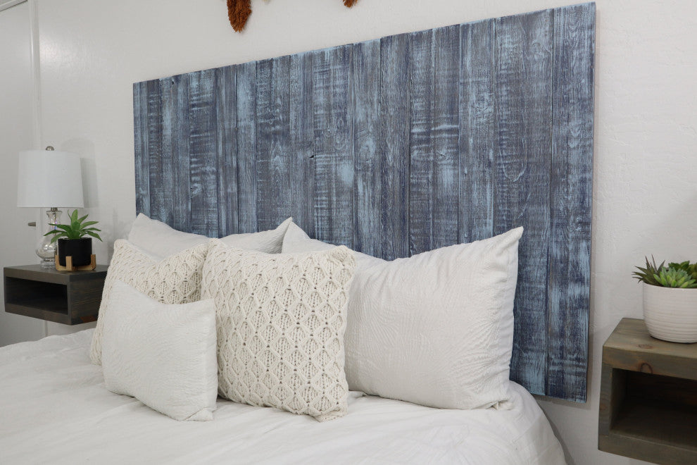 Handcrafted Headboard, Hanger Style, Blue Stonewash, Twin
