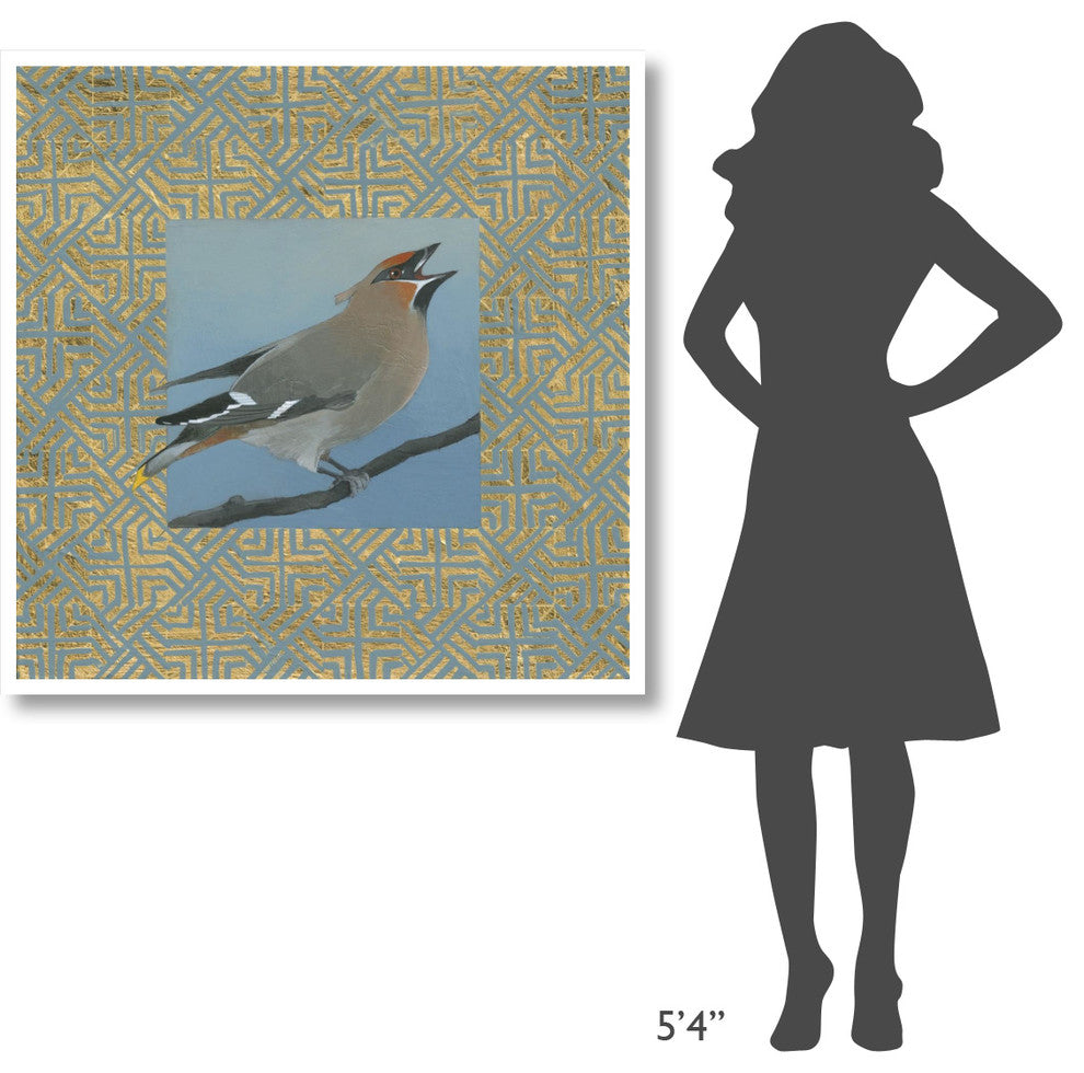 "Cedar Waxwing Border" Digital Paper Print by Kathrine Lovell, 42"x42"