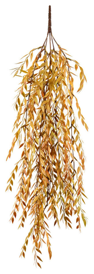 Vickerman Fi191332 30" Artificial Brown Salix Leaf Hanging Bush, Pack of 2