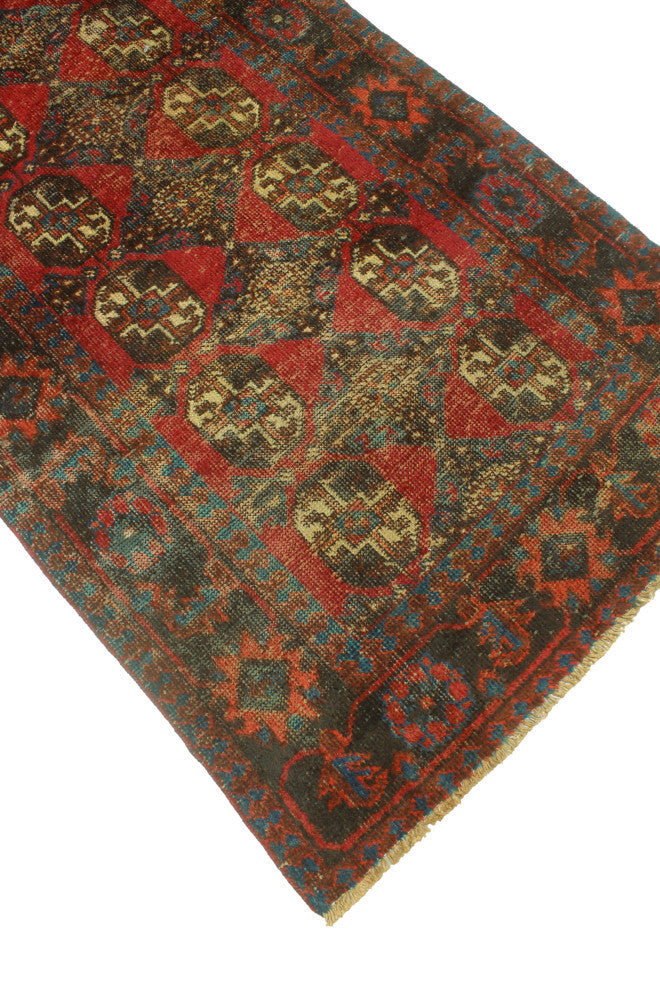 Vintage Distressed Reina Red/Charcoal Runner, 3'1x11'3