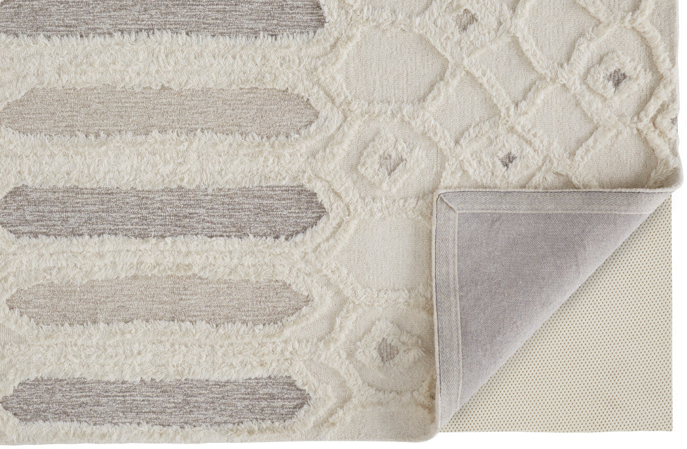 Weave & Wander Elika Wool Rug, Ivory/Taupe/Tan, Ivory, 2ft x 3ft Rug