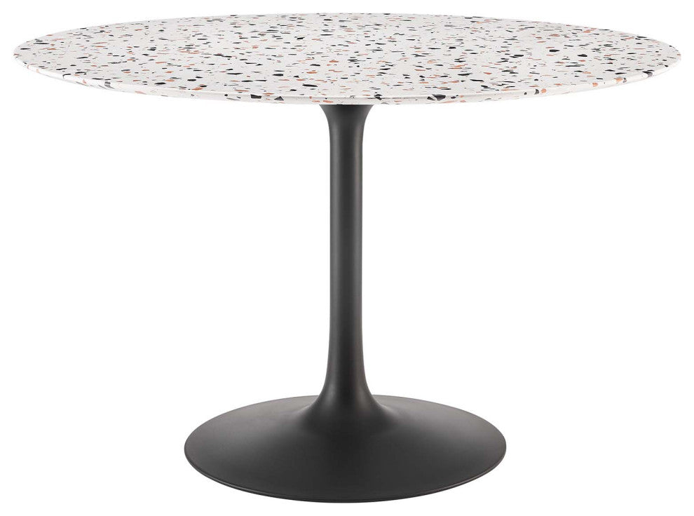 Lippa 47" Round Terrazzo Dining Table, Black White