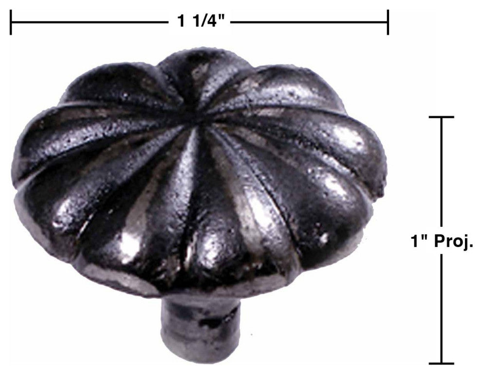 Cabinet Hardware Knob Black Wrought Iron Floral Mission Design 1.5" Di. Set of 4