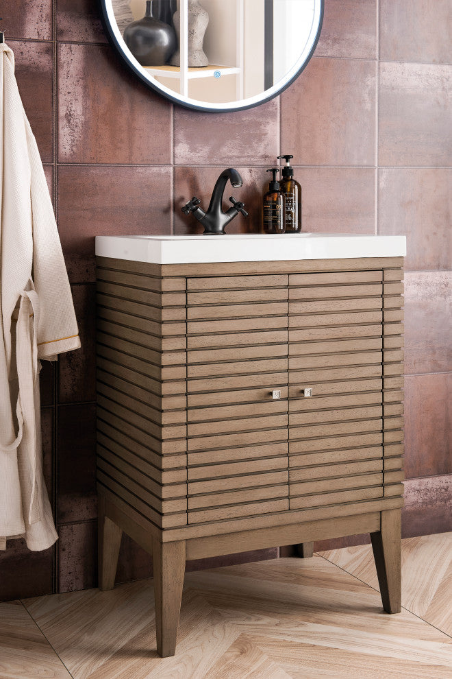 Linden 24" WW Walnut Vanity, White