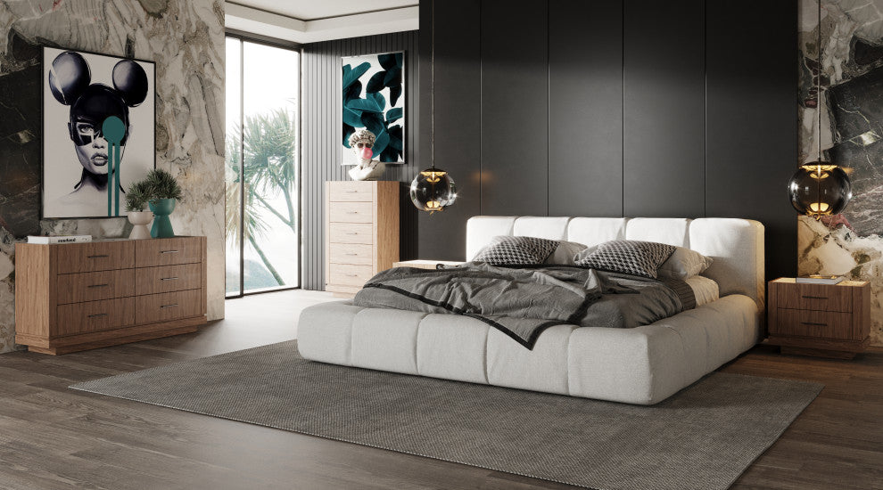 Modrest Lamont Modern Fabric Platform Bed, Eastern King