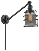 Small Bell Cage 1-Light Swing Arm, Matte Black, Plated Smoke