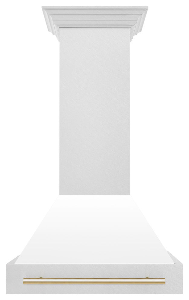ZLINE 30, Wall Mount Hood, DuraSnow With White Matte Shell, 8654SNZ-WM30-G