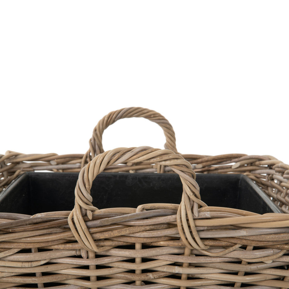 Rattan Kobo Square Planter Basket In&Outdoor, Large