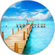 Tropic Paradise Jetty In Mexico, Seascape Photo Disc Metal Artwork, 38"