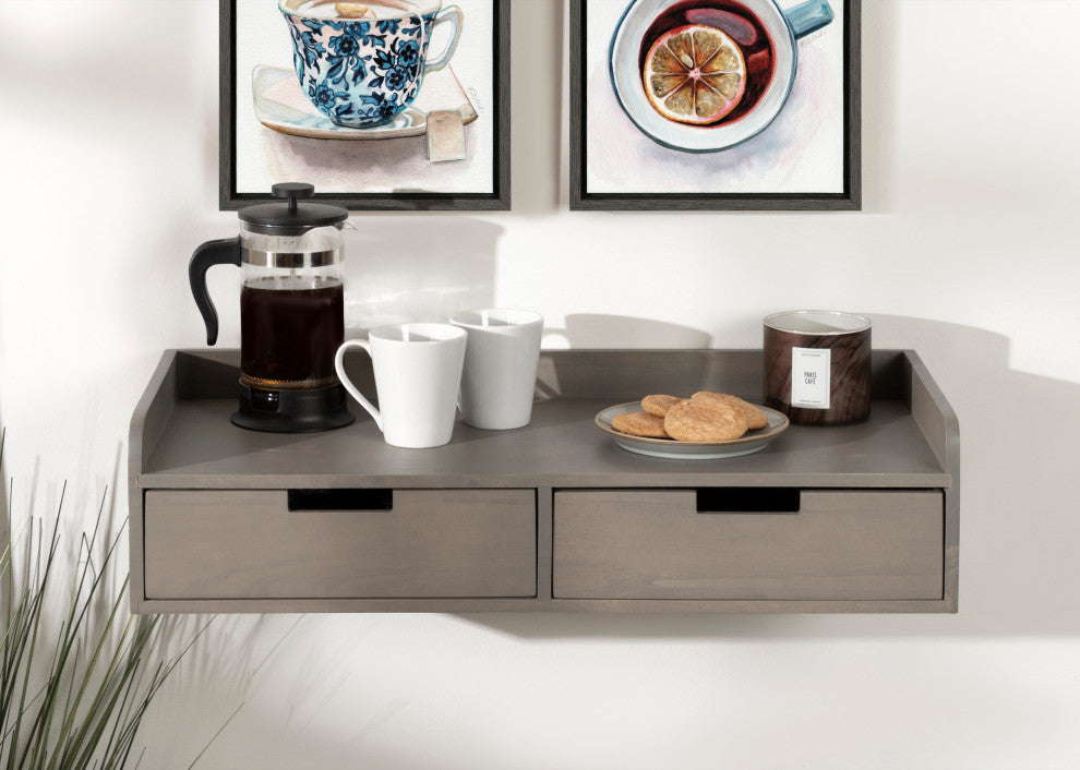 Kitt Floating Shelf Console Table, Gray 28x12x6.5