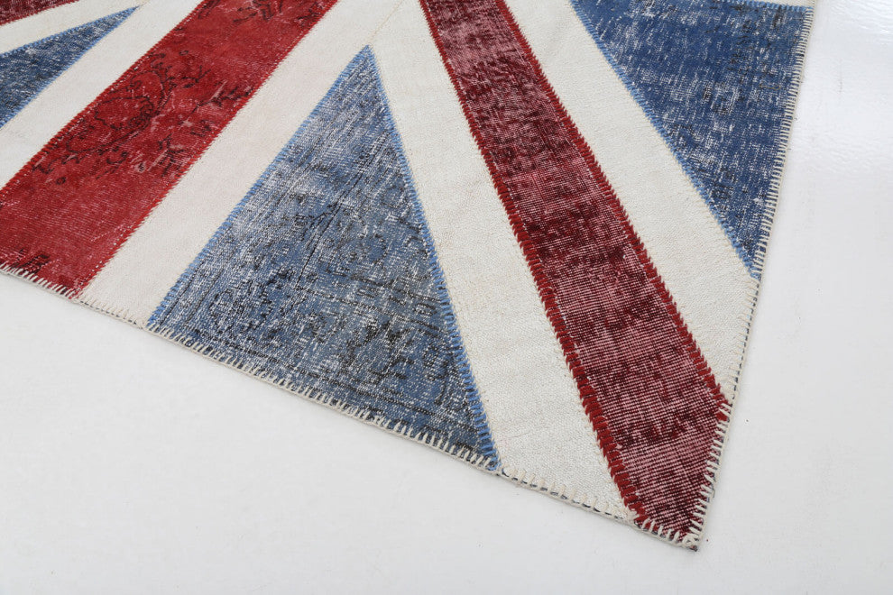 Rug N Carpet - Hand-knotted Oriental 8' 1'' x 10' 0'' Flag Patchwork Rug
