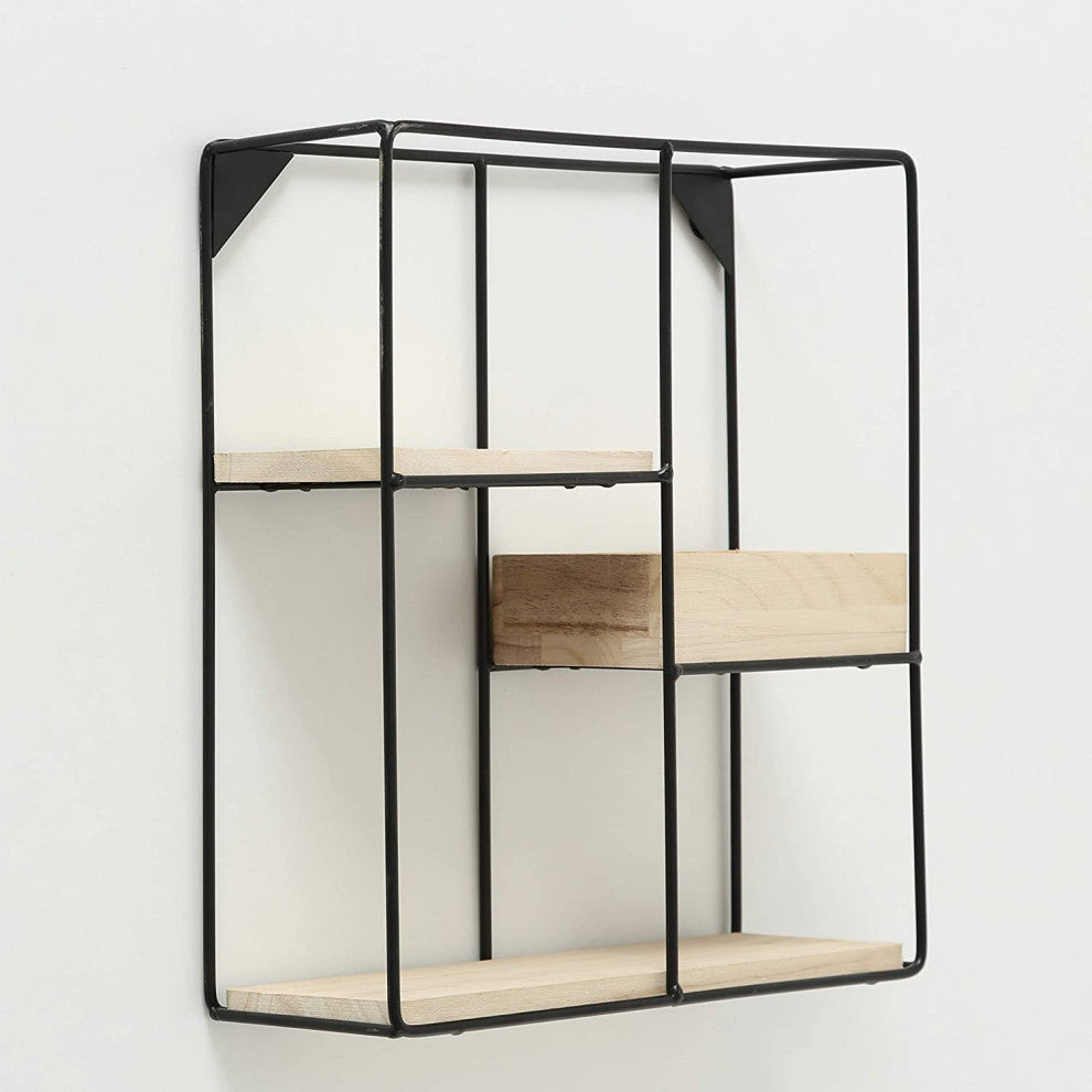 Modernist Industrial Chic Floating Box Shelf Unit, Wall Mounted