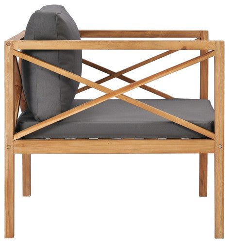 vidaXL Patio Chair Outdoor Patio Furniture with Gray Cushions Solid Wood Teak