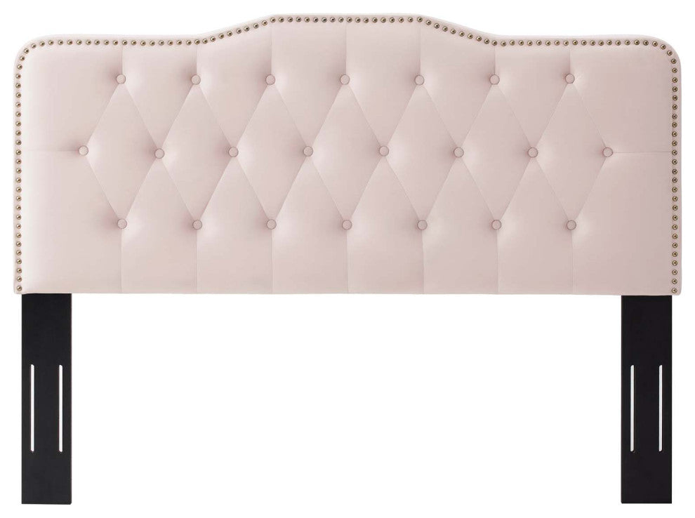 Tufted Headboard, King Size, Velvet, Pink, Modern Contemporary, Bedroom Master