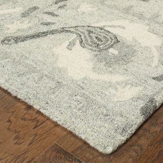 Cecilia Hand-tufted Wool Bordered Medallion Ash/Ivory Area Rug, 10'x13'