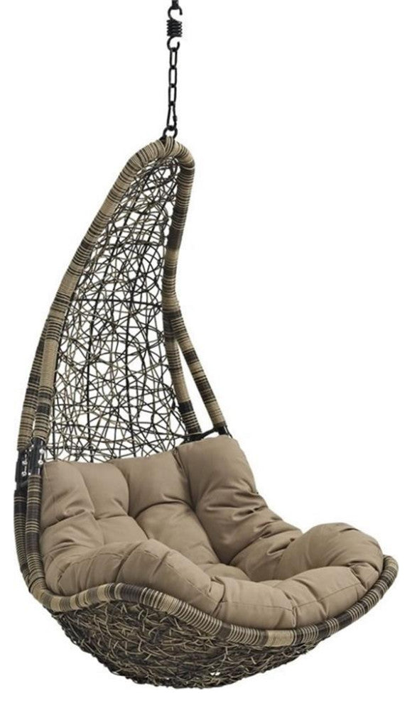 Home Square 2 Piece Patio Polyester Swing Chair Set in Black and Mocha