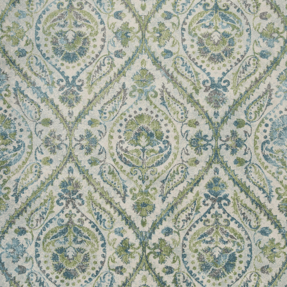 3' X 5' Green And Ivory Ogee Area Rug