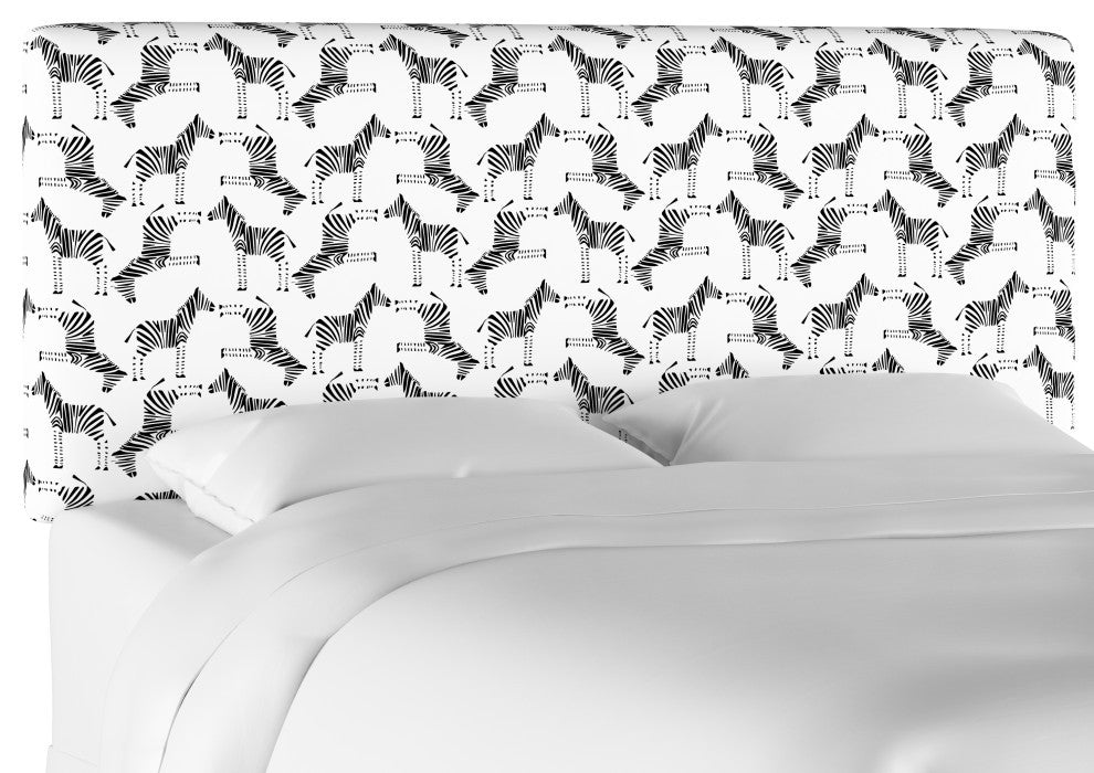Queen Headboard, Block Zebra Black White