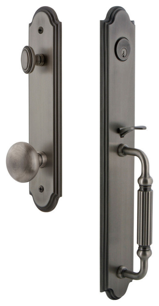 Arc 1-Piece Dummy Handleset, F Grip and Fifth Avenue, Antique Pewter, 848571