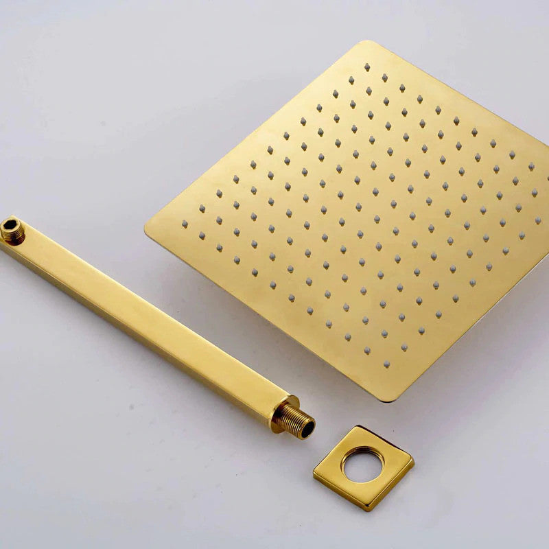 BathSelect Designer Gold Finish Brass 12" Shower Head