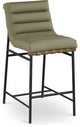 Burke Counter Stool, Green, Vegan Leather, Walnut Veneer Metal Dowel