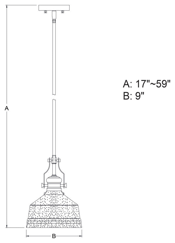 Beloit Farmhouse Pendant Ceiling Light Clear Glass, Matte Black, 9"x17"x9"