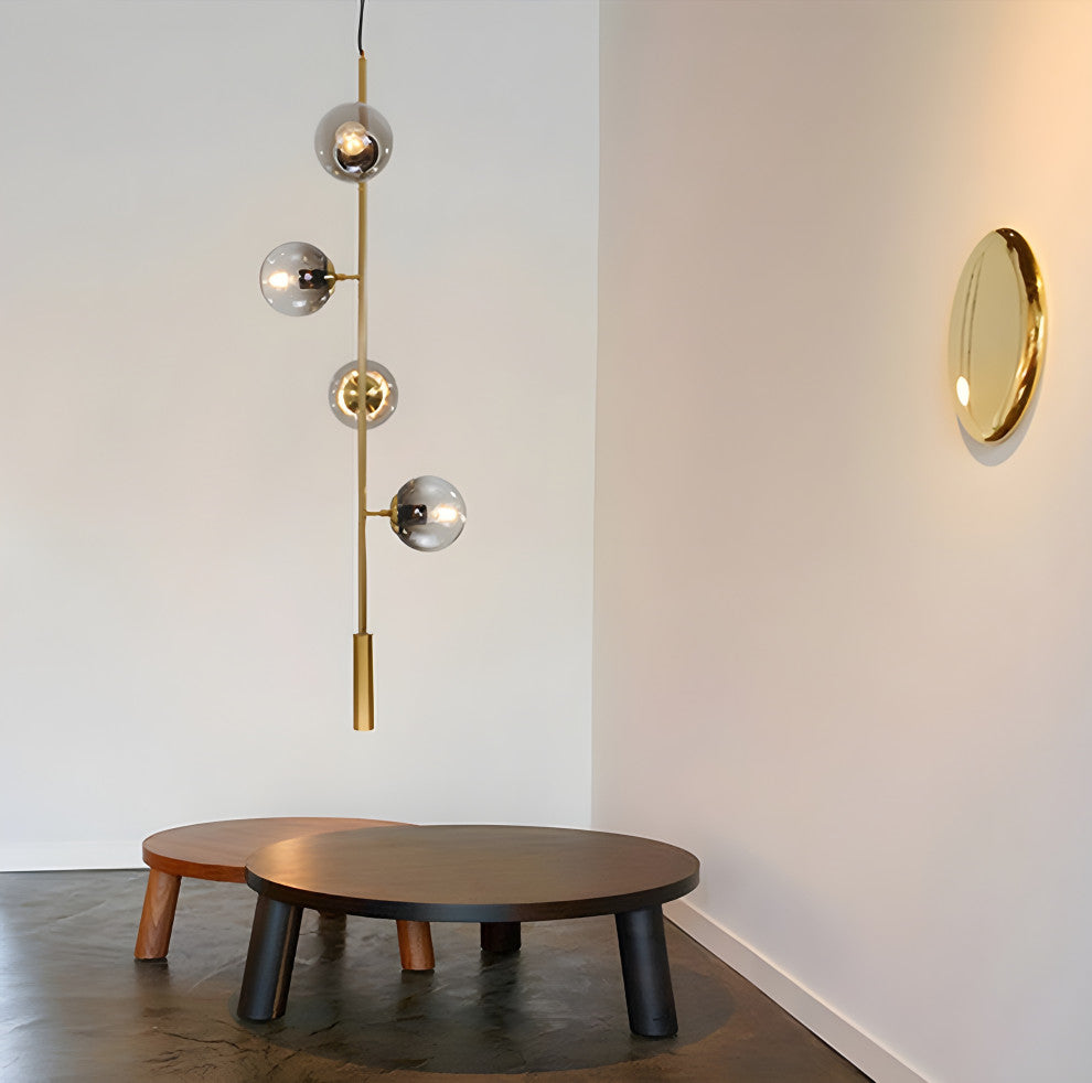 Iglesias | Luxury LED Pendant Light in the Shape of Glass Ball for Dining Room, Black, Clear Glass, Warm Light